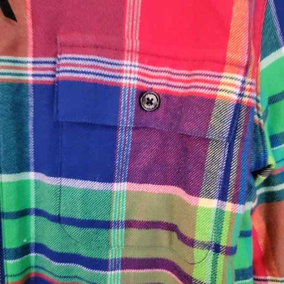 NWOT Chaps Ralph Lauren Plaid Zip Up Shacket Top Bold Colored Plaid Size Medium - Picture 10 of 16